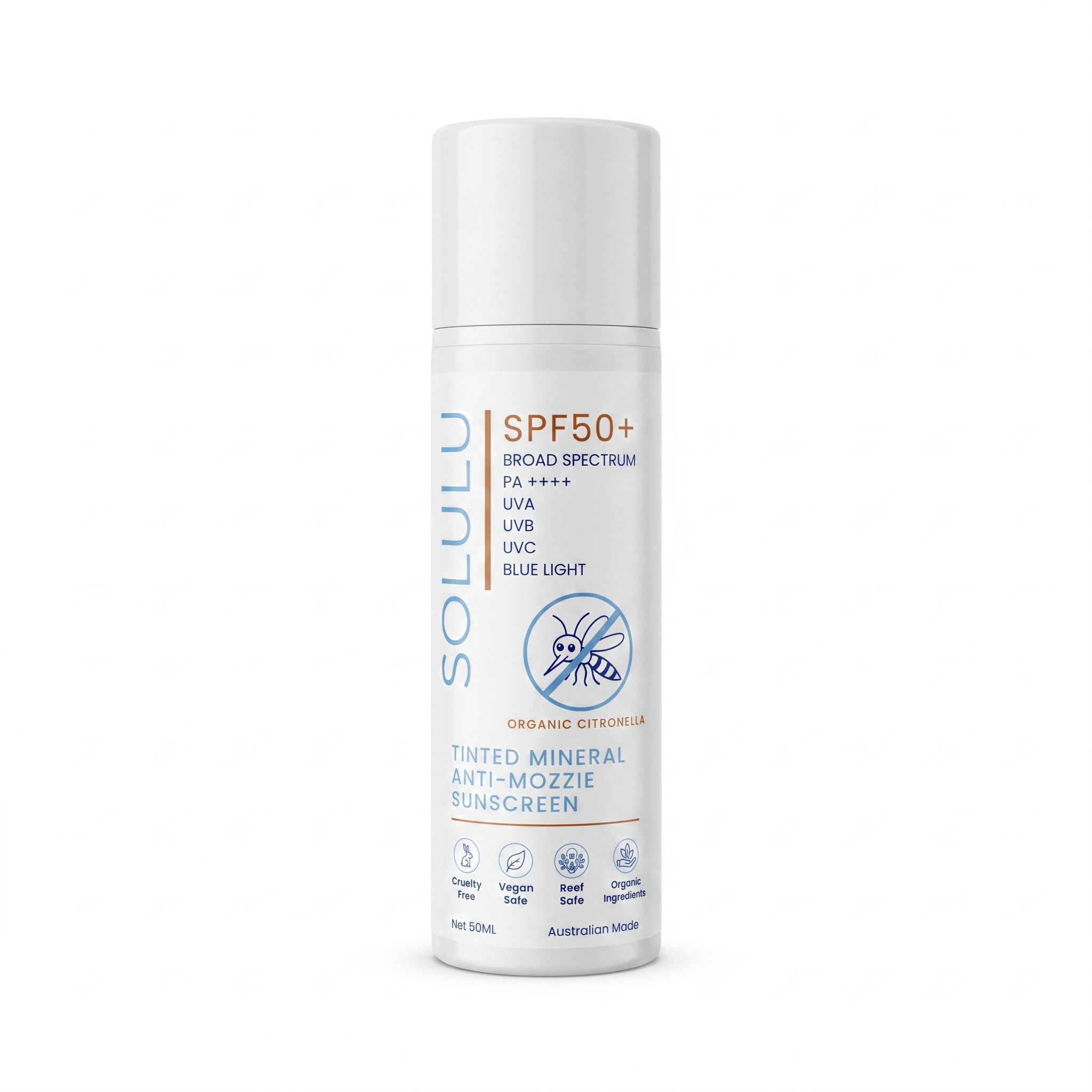 ORGANIC TINTED ANTI-MOZZIE ZINC SUNSCREEN - SPF50+